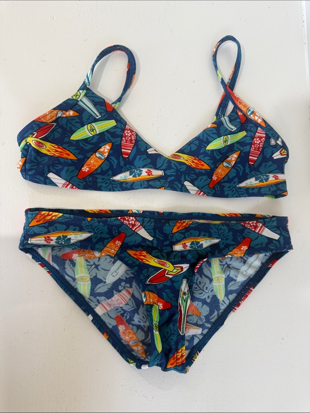 Olympia Activewear Navy Surfboard Print Kids Bikini